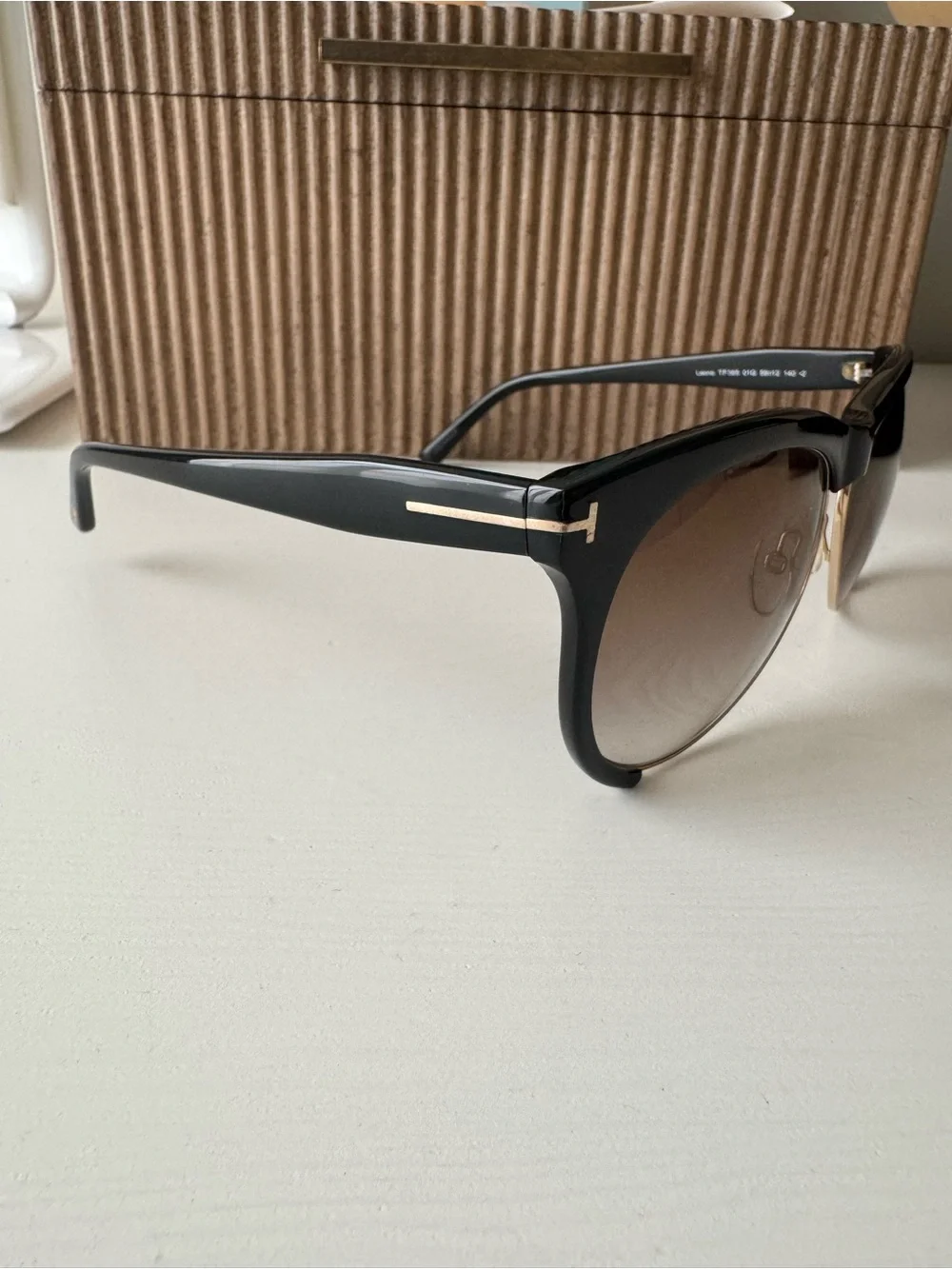 Tom Ford Black and Brown Gradient Half-Rim Sunglasses